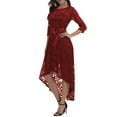 thumbnail image 2 of Liacowi Women Lace Prom Cocktail Dress Summer 3/4Sleeve Evening Dress Ball Gown with Belt for Wedding Party, 2 of 7