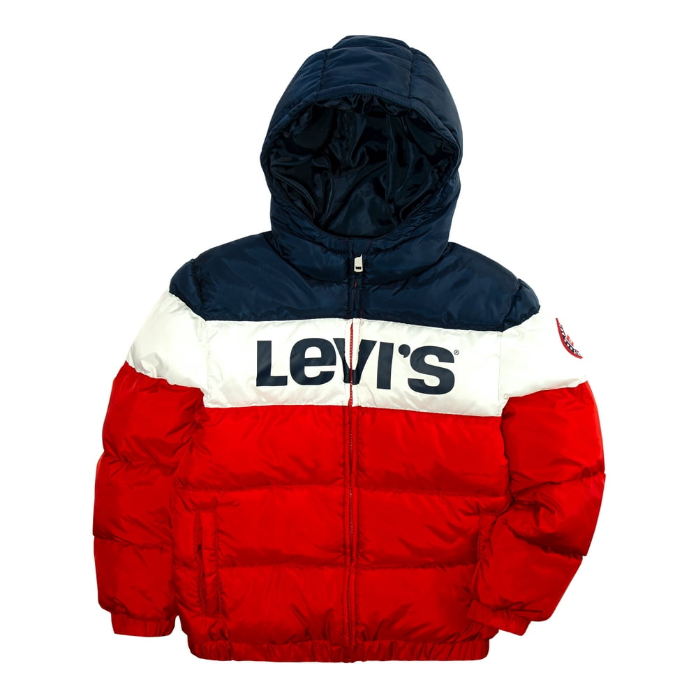Levi's - Levi's Boys Colorblock Logo Hooded Puffer Jacket, Sizes 8-20 ...