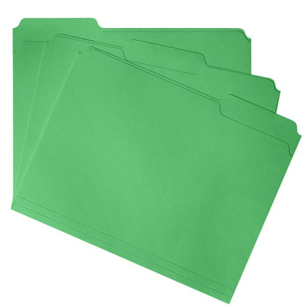 Blue Summit Supplies File Folder, 1/3 Cut, Green, 100/box