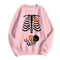 thumbnail image 4 of KHONTS Women's Skeleton Halloween Maternity Sweatshirts Crewneck Pullover Tops Pregnancy Announcement Tee Tops Pink L, 4 of 5
