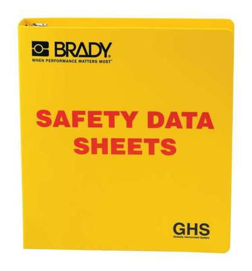 BRADY 121183 Binder,Right to Know Safety Data Sheet