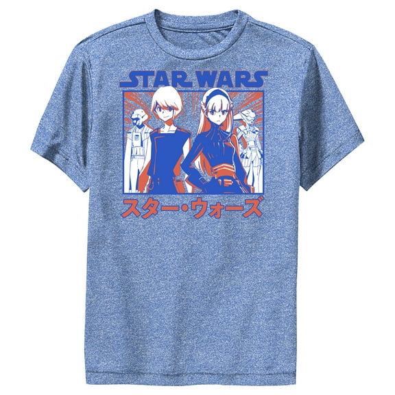 Boy's Star Wars: Visions The Twins Performance Graphic Tee Royal Blue Heather X Large