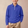 thumbnail image 5 of Mooqilaa Boys Long Sleeve Polo Shirts, Half Zip Collared Casual School Uniform Fall Tops Blue Size 14-15T, 5 of 8