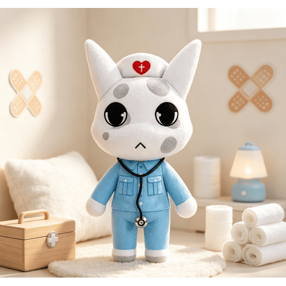 9.84' Game Animal Hospital Plush Doll, Lovely Doctor Rabbit Stuffed Animal for Movie Night, Cuddly Soft Plushies Toys Throw Pillow, Funny Gifts for Birthday Emotional Support Plush Toys