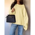 thumbnail image 4 of Women'S Oversized Crewneck Sweater Puff Long Sleeve Cable Slouchy Pullover Jumper Tops Yellow L, 4 of 7