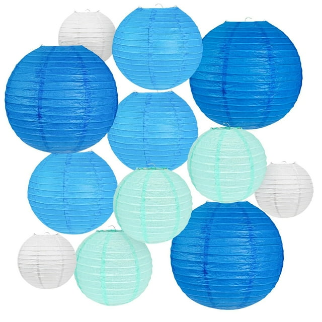 12Pcs Round Paper Lanterns Assorted Sizes (6" 8" 10" ) for Home Decor, Restaurant, Church, Wedding, Birthday Party Decorations, Hanging Paper Lantern Lamps