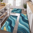 thumbnail image 2 of Blue Gold Marble Pattern Kitchen Rugs Sets Of 3,Kitchen Runner Rugs Non Skid Washable,Decorative Kitchen Floor Mats for Kitchen,Sink,Laundry,17"x30"+ 17"x47" + 17"x59", 2 of 6