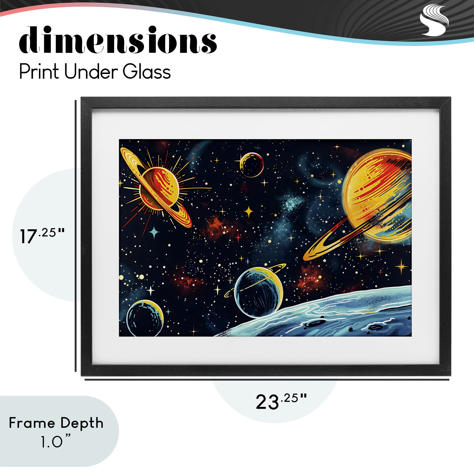 Stupell Industries Black Lit Galaxy Panorama Black Framed Print Under Glass, design by Creative Studio