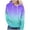 Dark Blue, variant on Women's Hoodies Sweatshirts Relaxed Fit Gradient Patchwork Hooded Sweatshirt with Long Sleeves Pullover Casual Fall Top featuring Front Pocket and Comfortable Blue M