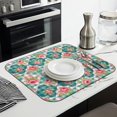 thumbnail image 3 of Pioneer Flower Floral Print Pattern Kitchen Dish Drying Mat 1 Pack, Ultra Absorbent Microfiber Drainer Mat, 16"x18", 3 of 6