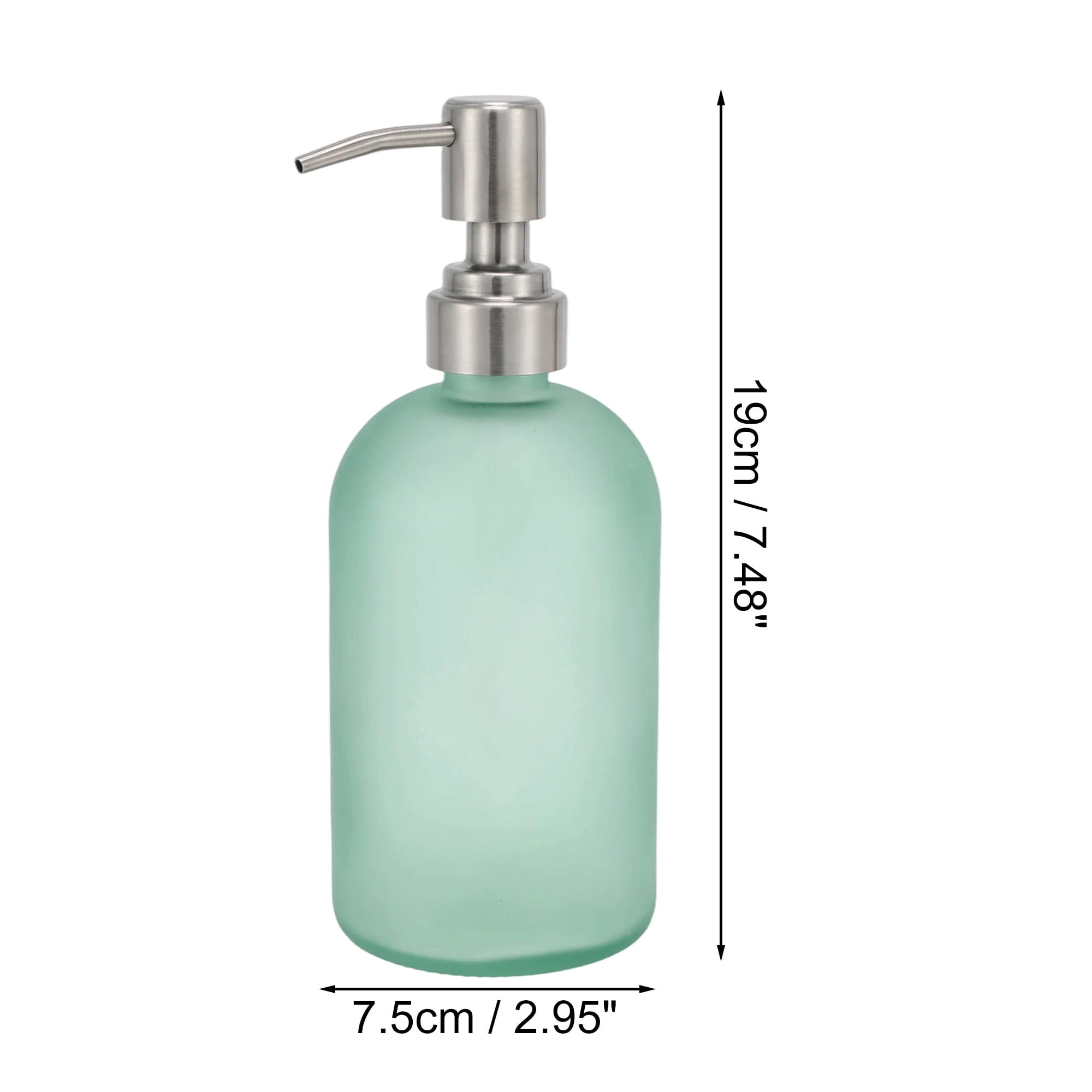 Unique Bargains 1 Pc Simple Cylindrical Soap Pump Dispenser for Hotel 400ml Lake Blue Silver Tone