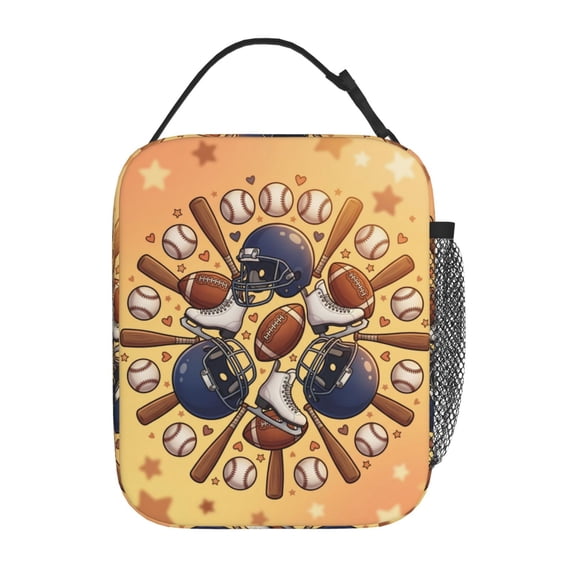 Baseball Insulated Lunch Bag, Reusable High Capacity Thermal Lunch Box Tote Bag, Cooler Food Handbag For Men Women, Office Work Travel Picnic Outdoor