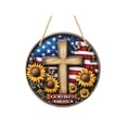 thumbnail image 2 of America Wooden Hanging Sign Patriotic Round Wall Decor For Home And Porch, 2 of 6
