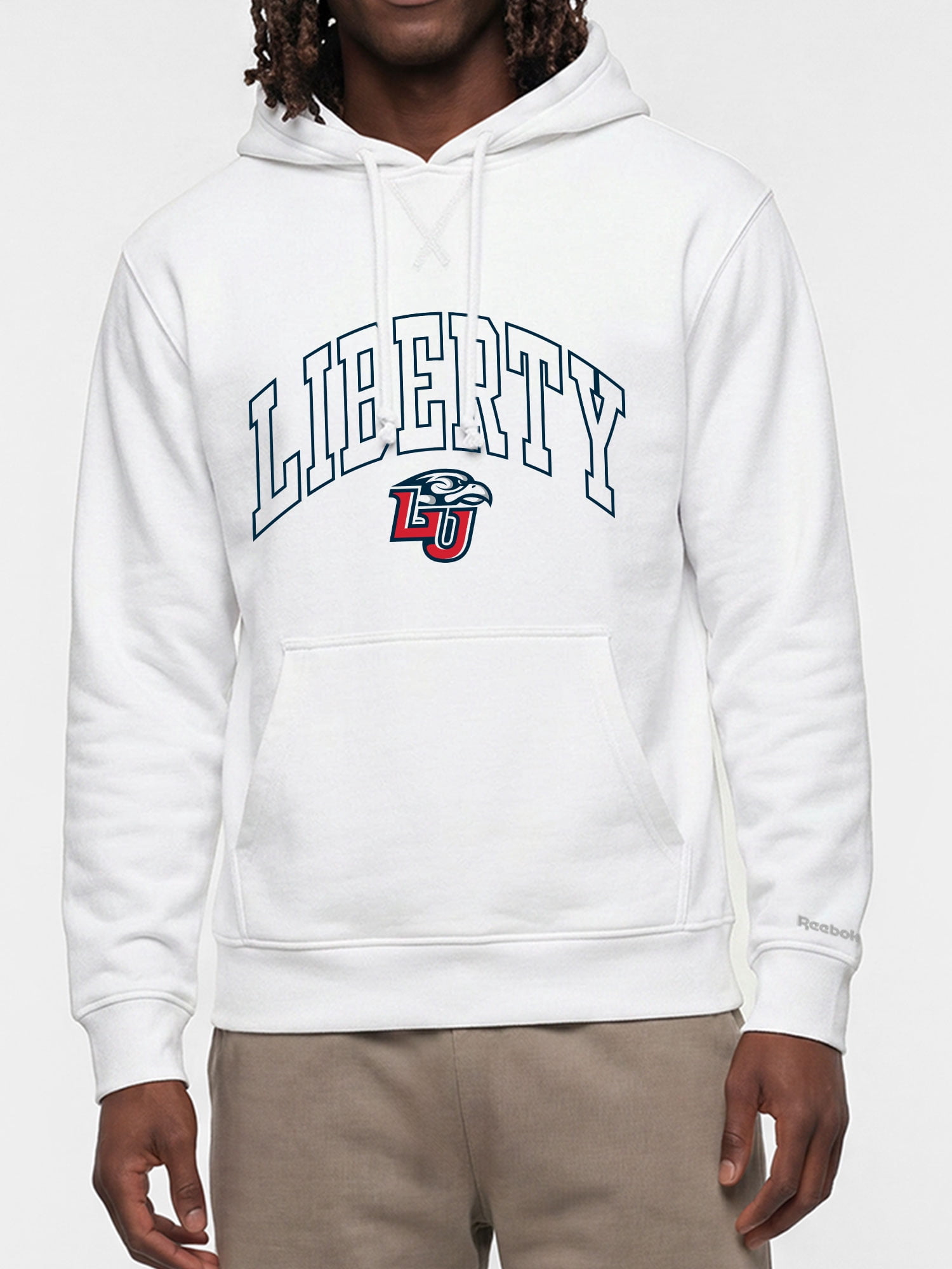 Liberty Flames Reebok Mens White Hooded Sweatshirt