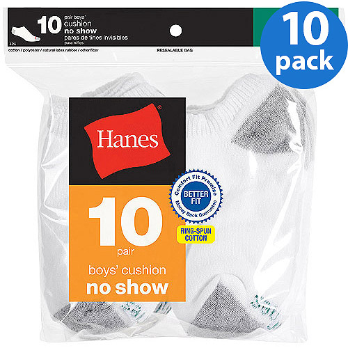 Hanes Boys' No Show Socks, Pack 10 - image 3 of 4