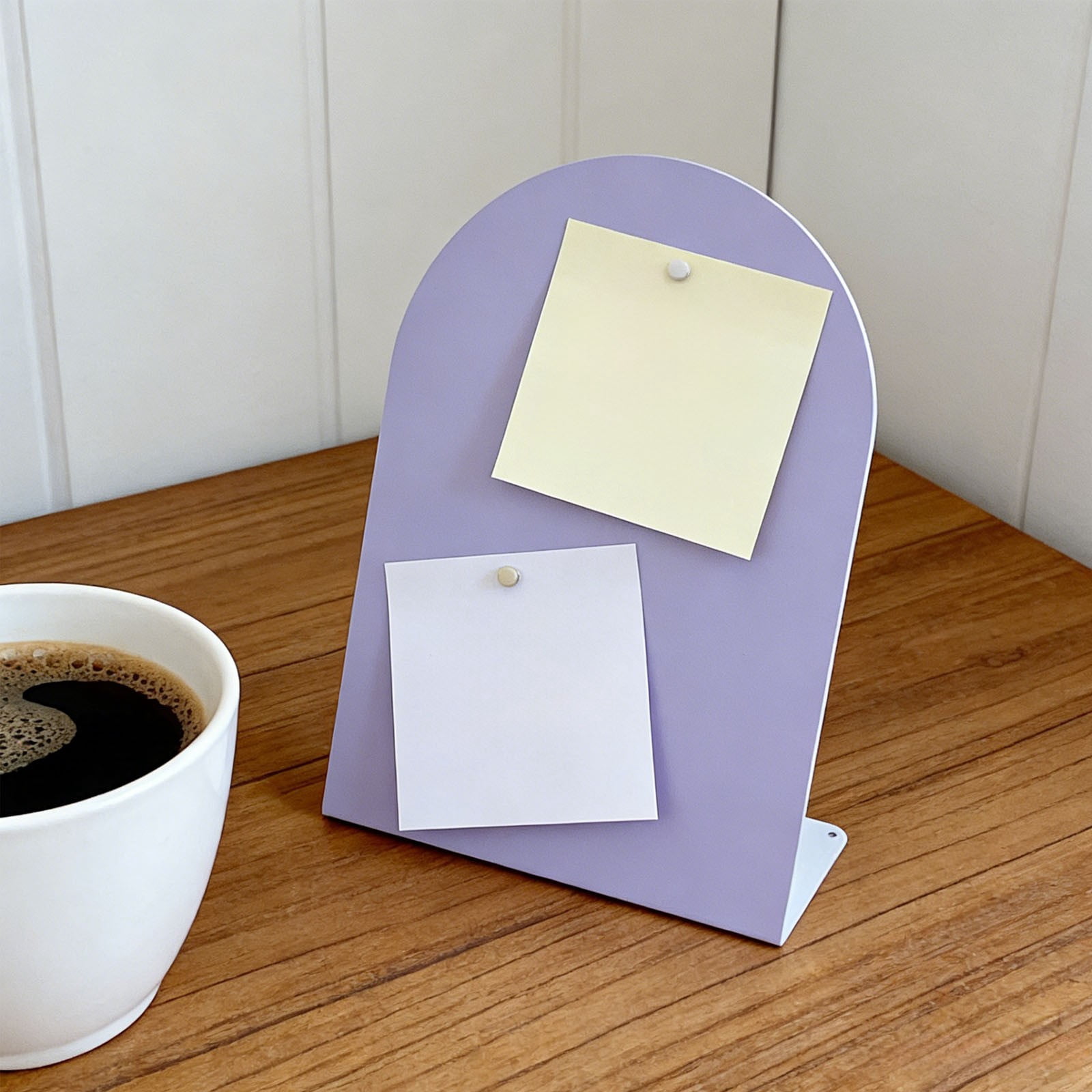 Purple Arched Top Magnetic Bulletin Board for Tabletops 11x7.8" Memo Display Easel Stand for Notes Photos Magnets Office Home School Desk Decor and Organization