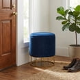 thumbnail image 6 of Cortesi Home Celestyn Round Storage Ottoman, Navy Blue Velvet, Gold Base, 6 of 10
