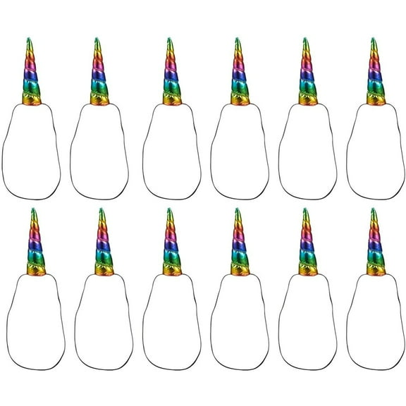 12-Pack Rainbow Unicorn Horn Headband Set for Birthday Supplies, Party Favors, Gifts, Halloween Hat, Cosplay Costumes, For 3 Years Old