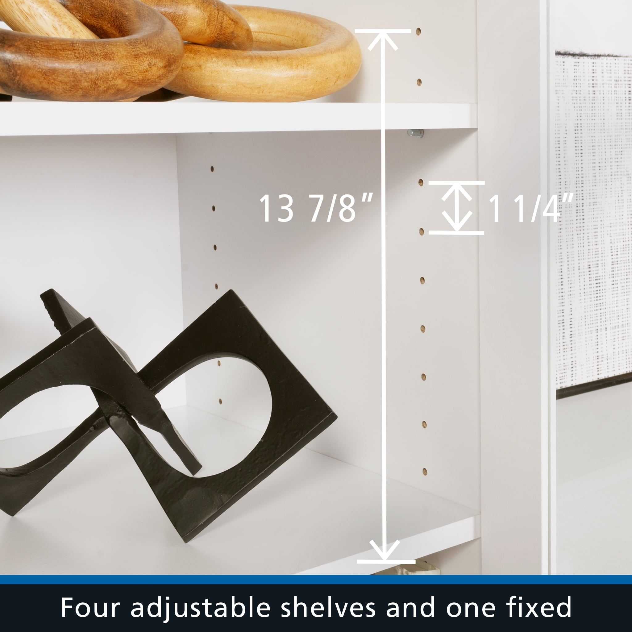 Mainstays Glass Door Storage Cabinet Bookcase, White Finish