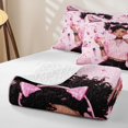 thumbnail image 4 of Castle Fairy Cute Black Girl Twin Quilt Set,Butterfly Crown Pattern Twin Coverlet Set,Pink Black, 4 of 7