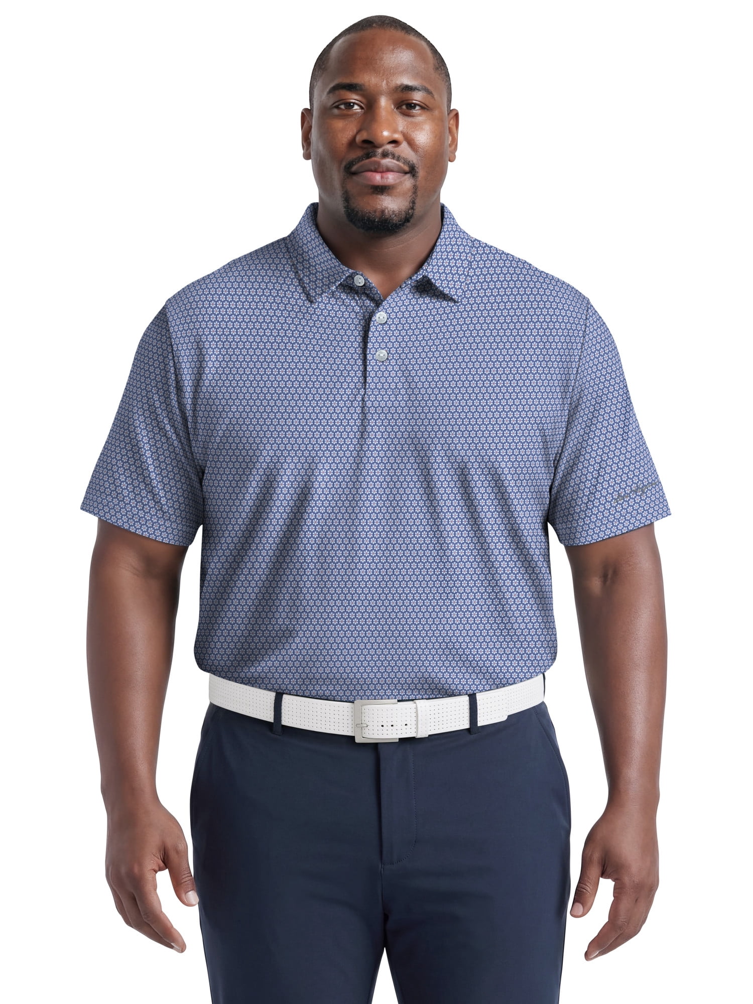 Ben Hogan Performance Men's & Big Men's Flower Geo Print Short Sleeve Golf Polo Shirt, Sizes S-4XLT