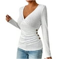 thumbnail image 2 of Tawop Women's Shirts Womens T Shirts Round Neck Long Sleeve Solid Loose V Neck White Xl, 2 of 4