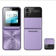 Purple Flip Cellphone Four SIM Card 2G GSM Cellular Network Flashlight Speed Dial Magic Voice Foldable Mobile Phone