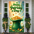 thumbnail image 6 of Green Hat St. Patrick's Day Banner Shamrock Pattern Clover Backdrop Orange Green Bow Tie Theme Background for St. Patrick's Day Party Irish Festival Celebration Photo Shoot, 6 of 9