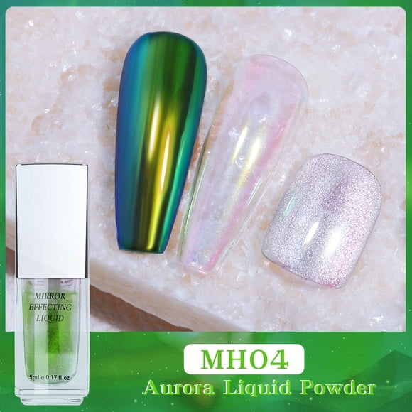 Fiudx Potenciador Esmalte de Uñas, Polvo Líquido de Espejo de Alto Brillo, Herramienta de Fácil Aplicación para Manicura, Gel Compatible Versátiles, Uso Doméstico, Ideal para Principiantes, 5 Ml