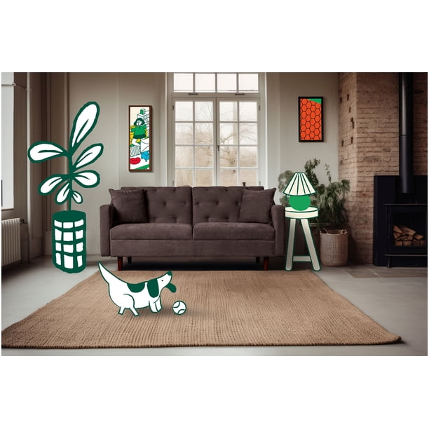 Sofá Cama de Velvet Chocolate Beehive Memory Foam Modelo Jagger Makora