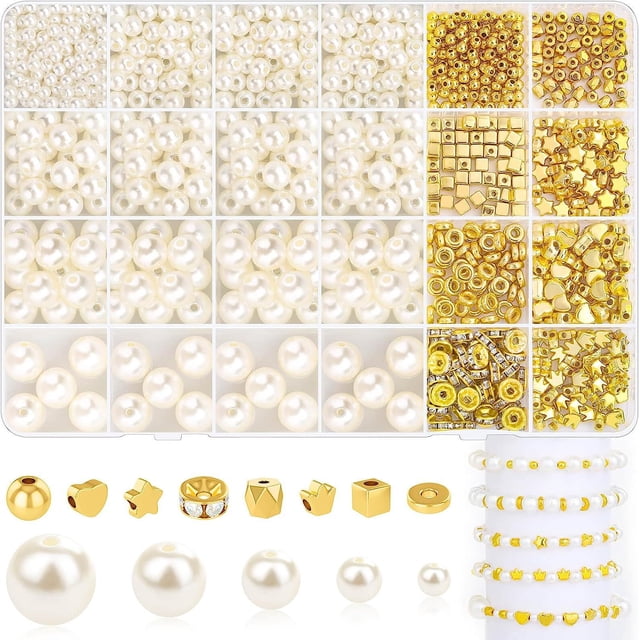 24 cuadrículas 970 piezas 24 cuadrículas ABS juego de perlas estrella de cinco puntas corona amor cuadrado redondo cuentas espaciadoras pulsera de cuentas