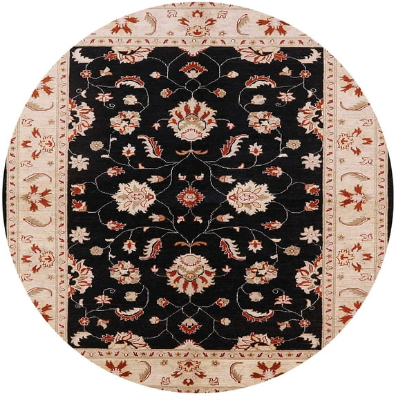 Ahgly Company Machine Washable Indoor Round Industrial Modern Pastel Orange Area Rugs, 4' Round
