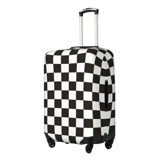 Hirioo Black and White Checkerboard for Elasticity Suitcase Cover (No luggage Included) Durable Luggage Protector Fits 18-32 Inch Luggage-Small
