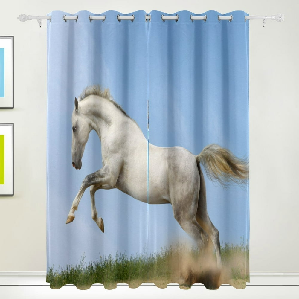 Popcreation Run Horse Window Curtain Blackout Curtains Darkening 