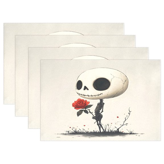 Ryvnso Placemats Set of 4 Retro Skull Dining Mats Heat-Resistant Non-Slip Washable Table Mat
