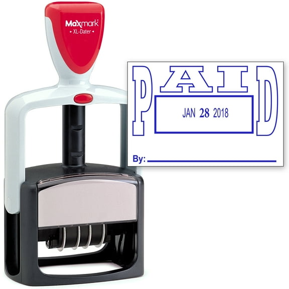 2000 PLUS Heavy Duty Style 2-Color Date Stamp with PAID self inking stamp - Blue Ink