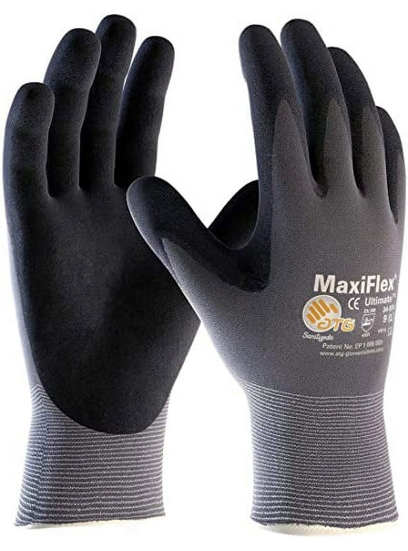 Maxiflex (1 Pair 34-874/X-Large Gloves Nitrile Micro-Foam Grip Palm & Fingers - Excellent grip and abrasion resistance - Seamless nylon with Lycra liner (Size-X-Large/1 Pair)