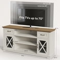 thumbnail image 6 of LEGAHOME TV Stand for 70 Inch TV, Modern Farmhouse TV Stand with Barn Door, 2 Drawers and 2 Storage Cabinets, Wooden Television Media Console, White, 6 of 7