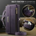 thumbnail image 6 of for iPhone 16 Plus Wallet Case with RFID Blocking Card Slots Zipper Pocket, PU Leather Kickstand Full Body Rugged Protection Shoulder & Wrist Strap Heavy Duty Shockproof Cover, Purple, 6 of 13