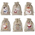 thumbnail image 2 of Bolsa de arpillera de Navidad, 5 unids/lote, 9,5x13,5 cm, bolsas con cordón, muñeco de nieve para fiesta de Navidad, embalaje de regalo de dulces, 2 of 4