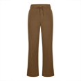thumbnail image 5 of Pantalones de lino acampanados de cintura alta para mujer - Poliéster, corte holgado, informal de verano, 5 of 5