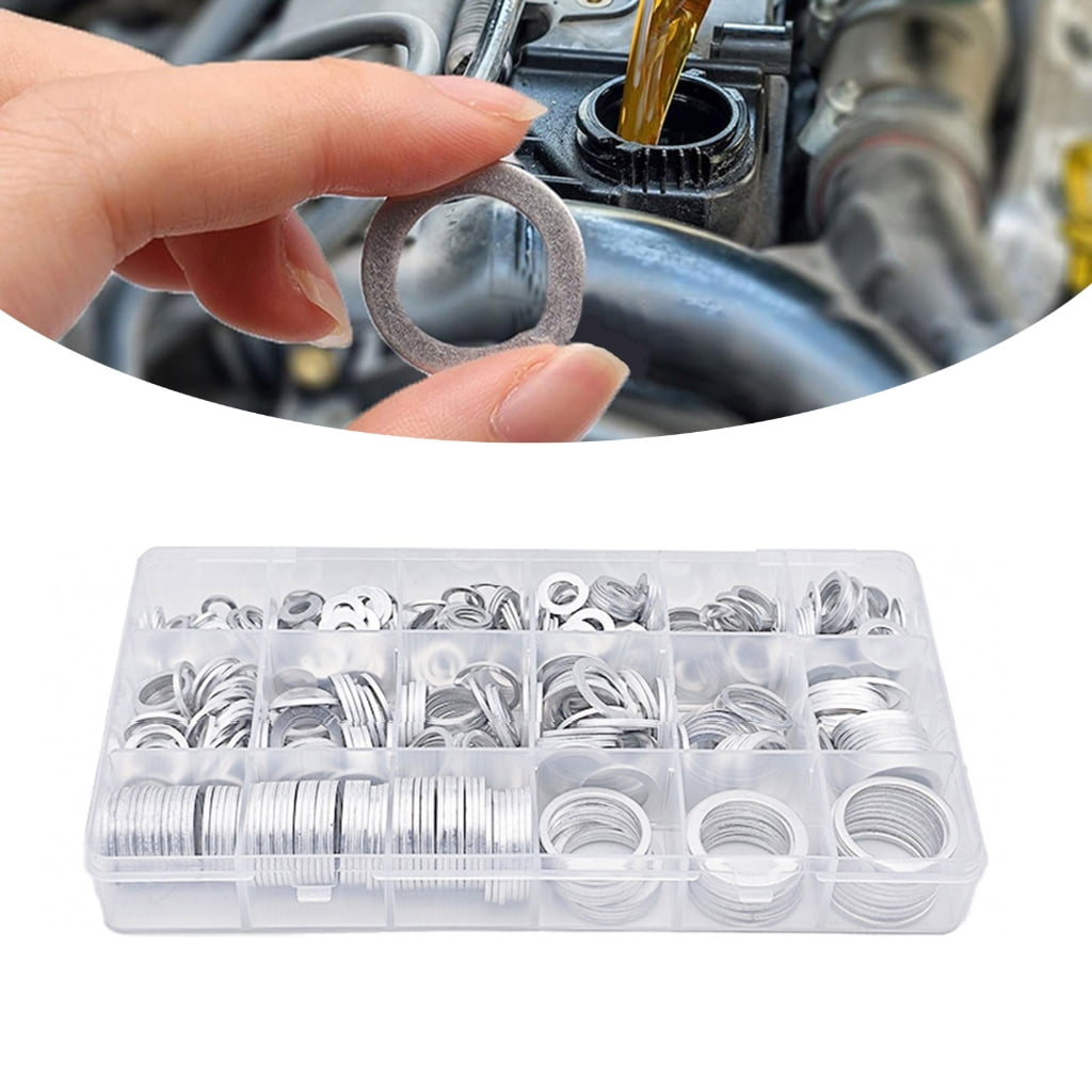 Geemin Complete 580pcs Aluminum Washer set Resistant Washers with Storage Box for Automotive & Equipment Maintenance