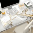 thumbnail image 3 of Large Natural Rubber NonSlip Game Mouse Pad White Golden Marble Computer Desk Keyboard Pad 35.4X15.7in, 3 of 4