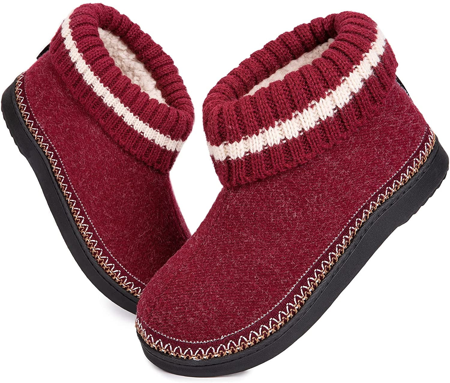 EverFoams Women's Comfy Memory Foam Bootie Slippers Winter House Shoes with Indoor Outdoor