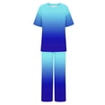 thumbnail image 4 of Bovxnpu Summer Casual Outfits For Women, 2 Piece Lounge Sets, Women's Casual Short Sleeved Round Neck Top/Loose Straight Tube With Pocket Long Pants Set M, 4 of 5