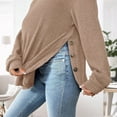 thumbnail image 6 of Fnooota Maternity Long Sleeve Tops, Knitted Stretchy Loose Fit Crew Neck Pregnancy Clothes Khaki Size S-2XL, 6 of 7