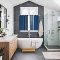 thumbnail image 3 of Navy Blue White Stripe Kitchen Curtains 63 Inch Length, Modern Rustic Vertical Striped Grommet Top Bedroom Living Room Curtains, Light Filtering Cafe Curtain Drapes 2 Panels Set 104''x63'', 3 of 9