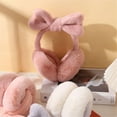 thumbnail image 3 of Fashion Plush Bowknot Warm Earmuffs Soft Outdoor Winter Ear Warmers Furry Ear Covers for Women (Dark Pink), 3 of 7