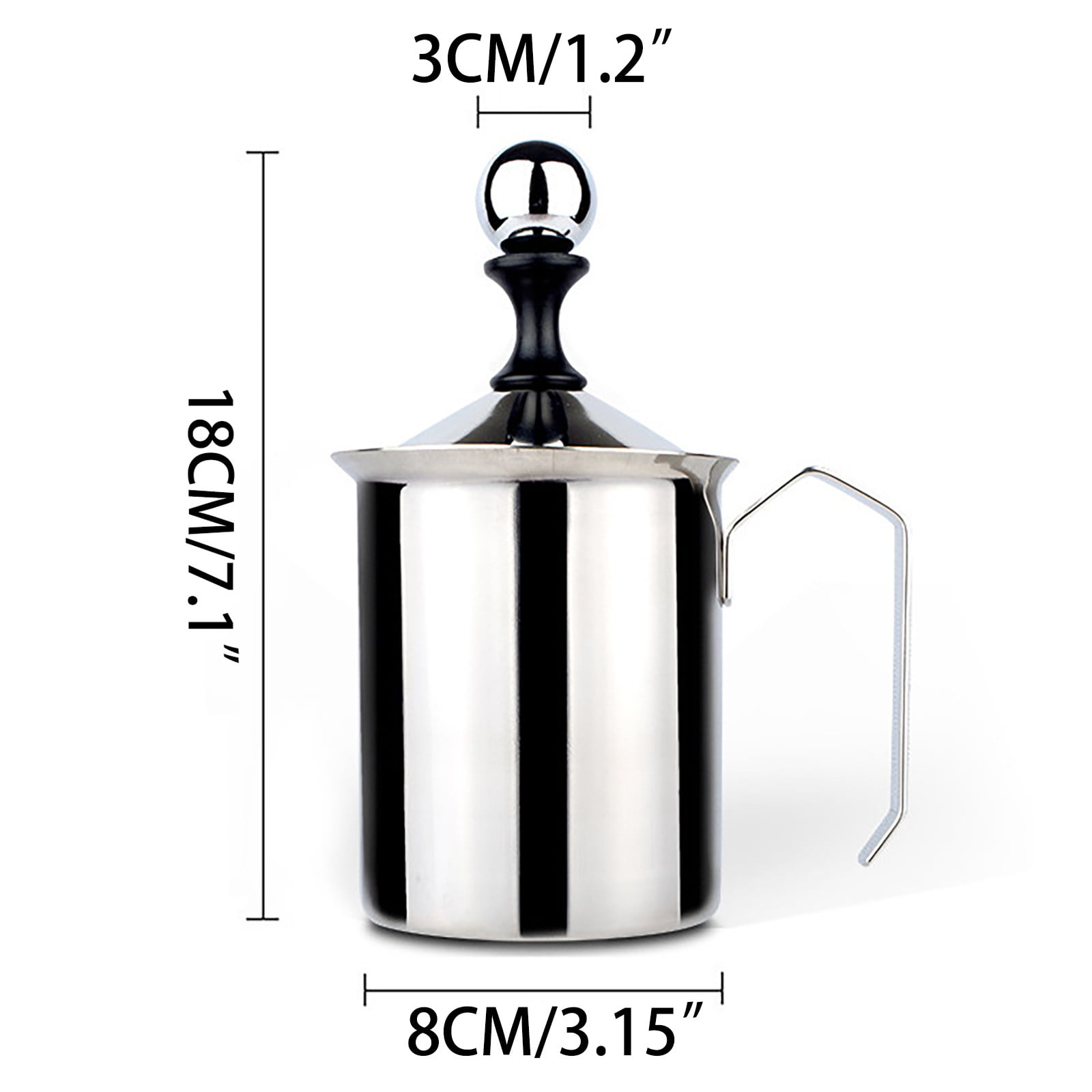 400ML Manual Milk Frother Stainless Steel Double Mesh Milk Creamer Milk  Mesh Coffee Foamer Creamer (Silver)
