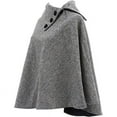 thumbnail image 4 of Ladies Three Button Gray Herringbone Irish Tweed Poncho Made By Mucros Weavers, 4 of 7